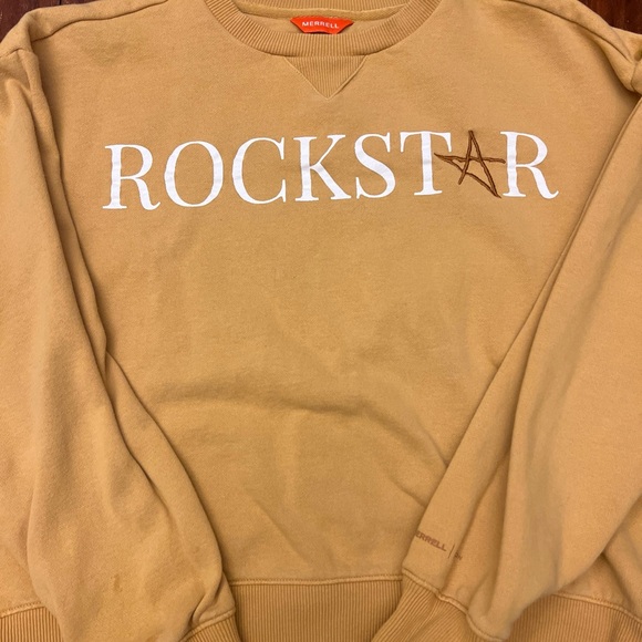 Merrell Tops - Merrell Rockstar Logo Sweatshirt M/M Tan Cotton Blend Crewneck Cozy core Outdoor
